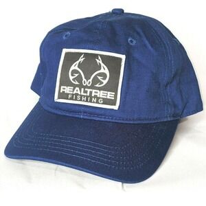 Realtree Fishing Baseball Hat/Cap Blue‎ Adjustable Rope Truckers 100% Cotton Nwt